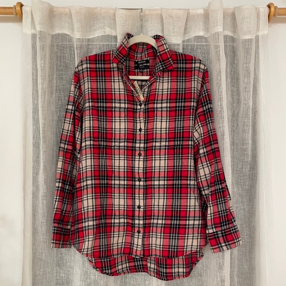 Madewell Flannel Oversized Button Down Shirt - Picture 1 of 3